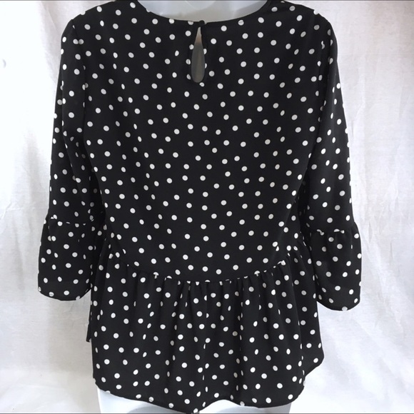 ELLE PEPLUM BELL SLEEVE POLKA DOT BLOUSE - Picture 6 of 9